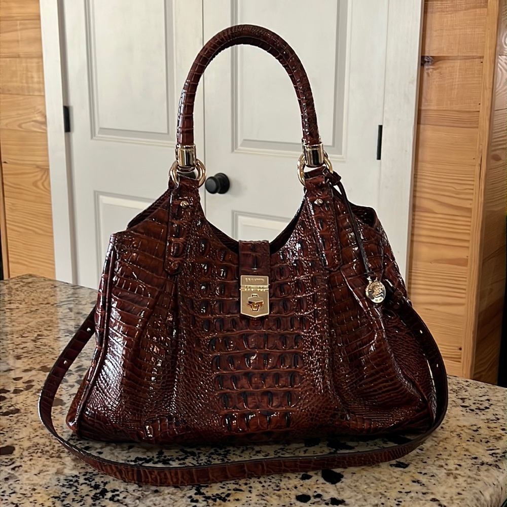 Brahmin Celia in Pecan.  Well kept and maintained with Brahmin conditioner